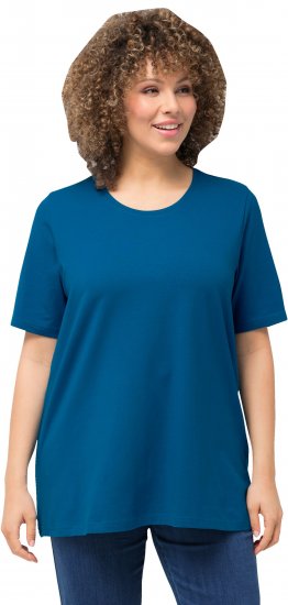 Ulla Popken Essential Round Neck Stretch Tee Medium Blue - T-shirts - T-shirts til kvinder