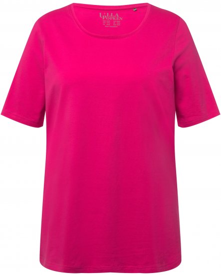 Ulla Popken Essential Round Neck Stretch Tee Fuchsia Pink - T-shirts - 