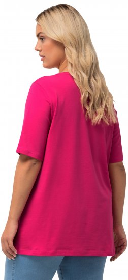 Ulla Popken Essential Round Neck Stretch Tee Fuchsia Pink - T-shirts - 