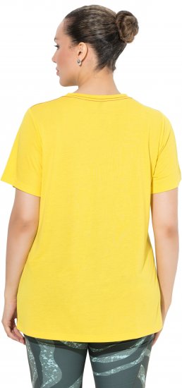 Ulla Popken Functional Antibacterial Finish V-Neck Short Sleeve Knit Top Sun Yellow - T-shirts - 