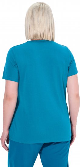 Ulla Popken Functional Antibacterial Finish V-Neck Short Sleeve Knit Top Opal Green - T-shirts - 