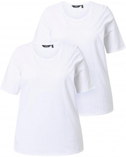 Ulla Popken Scoop Neck Short Sleeve Tee White - T-shirts - 