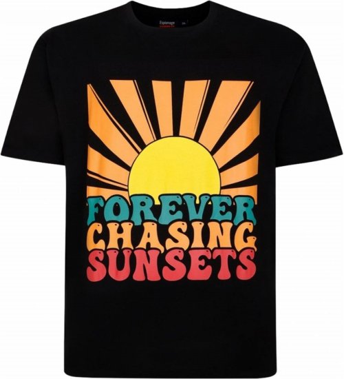Espionage T421 Chasing Sunset Printed T-Shirt - T-shirts - T-shirts i store størrelser - 2XL-14XL