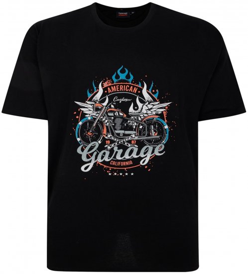 Espionage T426 Garage Printed T-Shirt Black - T-shirts med print i store størrelser - T-shirts med print i store størrelser