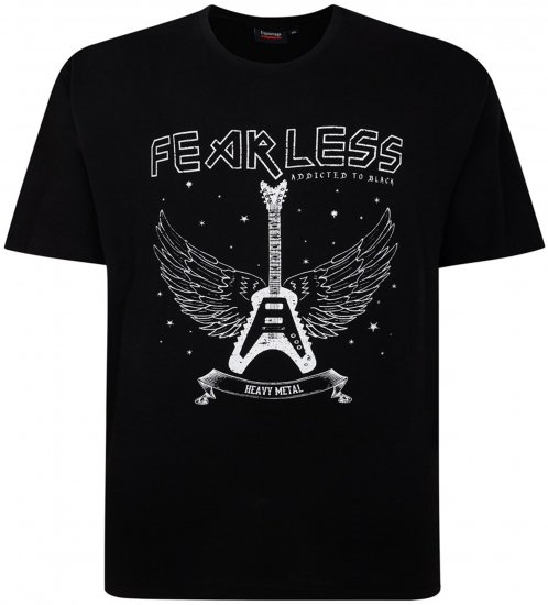Espionage T426 Fearless Printed T-Shirt Black - T-shirts - T-shirts i store størrelser - 2XL-14XL
