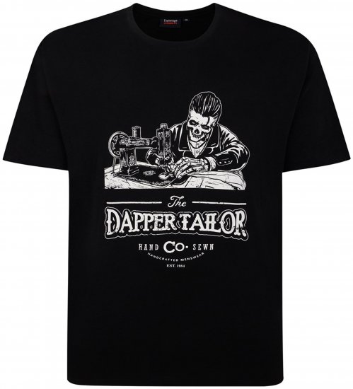 Espionage T426 Dapper Tailor Printed T-Shirt Black - T-shirts med print i store størrelser - T-shirts med print i store størrelser