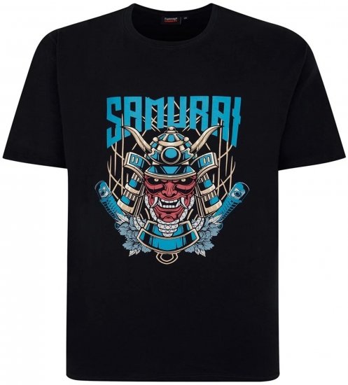 Espionage T429 Samurai Printed T-Shirt Navy - T-shirts med print i store størrelser - T-shirts med print i store størrelser