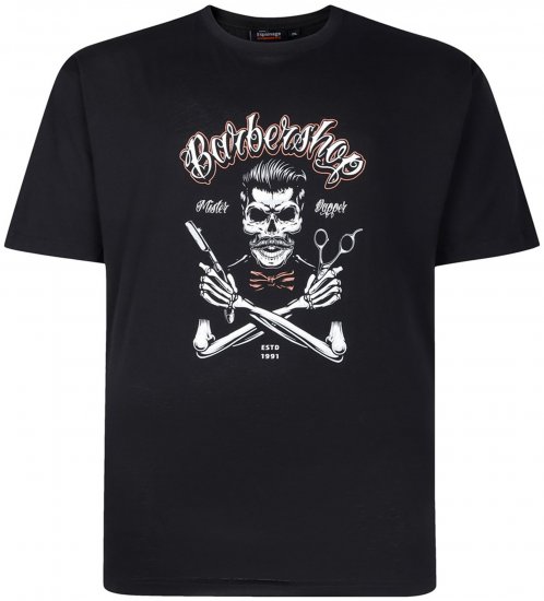 Espionage T437 Barbers Shop Printed T-Shirt Black - T-shirts - T-shirts i store størrelser - 2XL-14XL