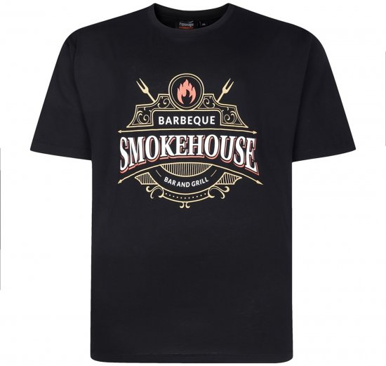 Espionage T437 Smokehouse Printed T-Shirt Black - T-shirts med print i store størrelser - T-shirts med print i store størrelser
