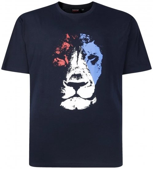 Espionage T440 Abstract Lion Printed T-Shirt Navy - T-shirts med print i store størrelser - T-shirts med print i store størrelser