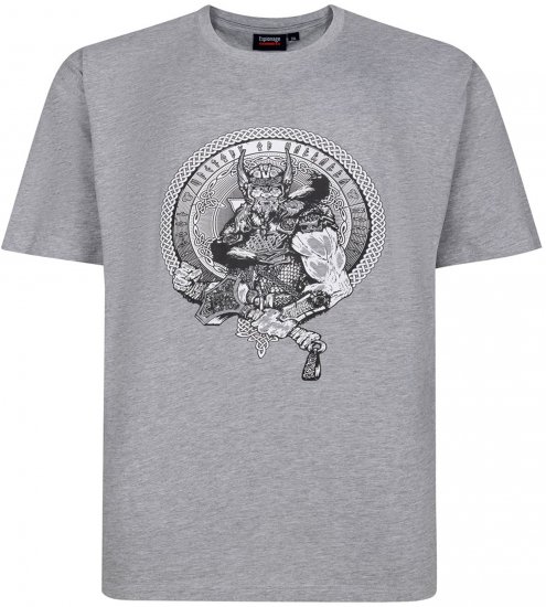 Espionage T453 Thors Hammer Printed T-Shirt Grey - T-shirts med print i store størrelser - T-shirts med print i store størrelser