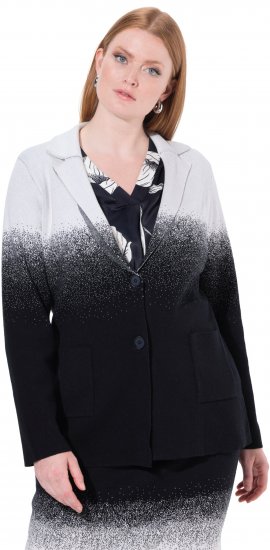 Ulla Popken Strikket Blazer med Farveovergang Sort/Hvid - Blazere - 