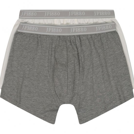 JP1880 Boxershorts Flexnamic OEKO-TEX Mid 2-Pack Grey/Off-White - Undertøj og badetøj - Badetøj og Undertøj i store størrelser 