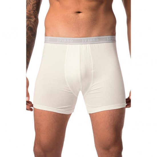 JP1880 Boxershorts Flexnamic OEKO-TEX Mid 2-Pack Grey/Off-White - Undertøj og badetøj - Badetøj og Undertøj i store størrelser 