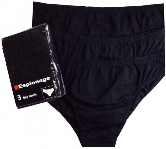 Espionage U002 3-Pack Slip Briefs Black - Herretrusser - Herretrusser Store Størrelser