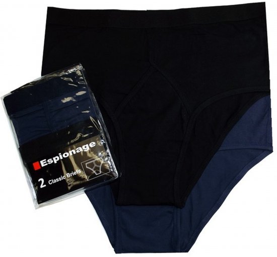 Espionage U003 2-Pack Y-Front Briefs Black/Navy - Herretrusser - Herretrusser Store Størrelser