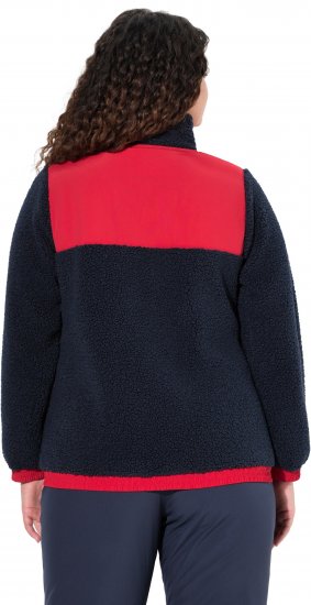 Ulla Popken Color Block Teddy Fleece Jacket Navy - Hættetrøjer og sweatshirts - 