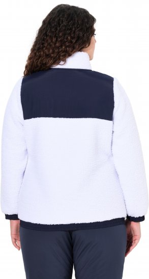 Ulla Popken Color Block Teddy Fleece Jacket Snow White - Hættetrøjer og sweatshirts - 