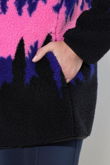 Ulla Popken Alpine Landscape Fleece Jacket Cloud Blue - Hættetrøjer og sweatshirts - Bløde sweatshirts, hoodies & strik