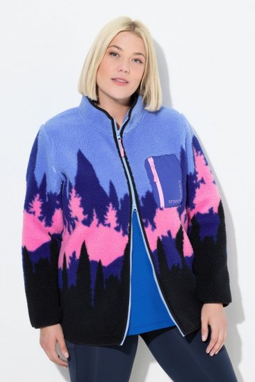 Ulla Popken Alpine Landscape Fleece Jacket Cloud Blue - Hættetrøjer og sweatshirts - Bløde sweatshirts, hoodies & strik