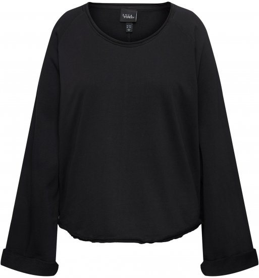 Ulla Popken Rolled Edge Long Sleeve Sweatshirt Black - Hættetrøjer og sweatshirts - 