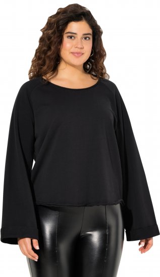 Ulla Popken Rolled Edge Long Sleeve Sweatshirt Black - Hættetrøjer og sweatshirts - 