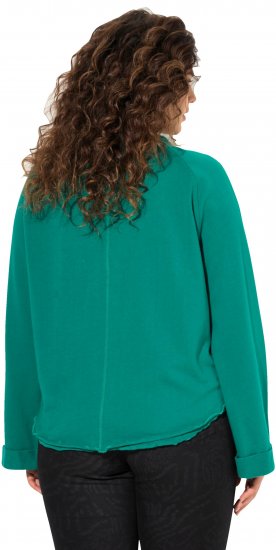 Ulla Popken Rolled Edge Long Sleeve Sweatshirt Emerald Green - Hættetrøjer og sweatshirts - 