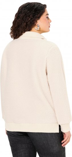 Ulla Popken Teddy Fleece Troyer Collar Sweatshirt Light Champagne - Hættetrøjer og sweatshirts - Bløde sweatshirts, hoodies & strik