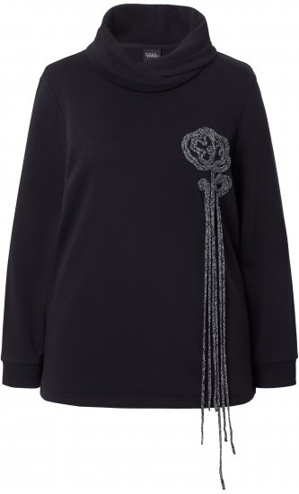 Ulla Popken Ribbon Detail Turtleneck Sweatshirt Black - Hættetrøjer og sweatshirts - 