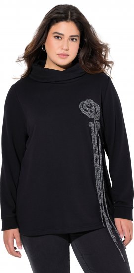 Ulla Popken Ribbon Detail Turtleneck Sweatshirt Black - Hættetrøjer og sweatshirts - 