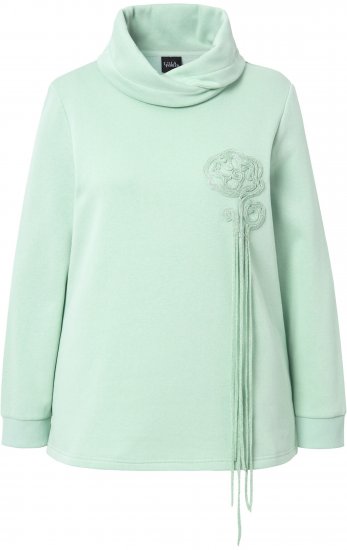 Ulla Popken Ribbon Detail Turtleneck Sweatshirt Mint Green - Hættetrøjer og sweatshirts - Bløde sweatshirts, hoodies & strik