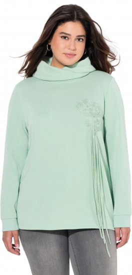 Ulla Popken Ribbon Detail Turtleneck Sweatshirt Mint Green - Hættetrøjer og sweatshirts - Bløde sweatshirts, hoodies & strik