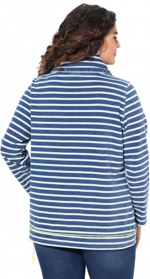 Ulla Popken Striped Turtleneck Neon Detail Sweatshirt Indigo Denim - Hættetrøjer og sweatshirts - Bløde sweatshirts, hoodies & strik