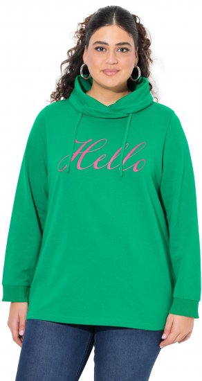 Ulla Popken HELLO Classic Fit Stand-Up Collar Sweatshirt Emerald Green - Hættetrøjer og sweatshirts - 