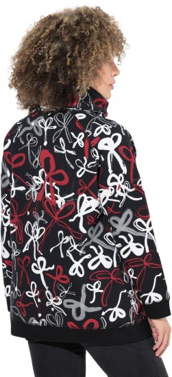 Ulla Popken Ribbon Print Turtleneck Sweatshirt Black - Hættetrøjer og sweatshirts - Bløde sweatshirts, hoodies & strik