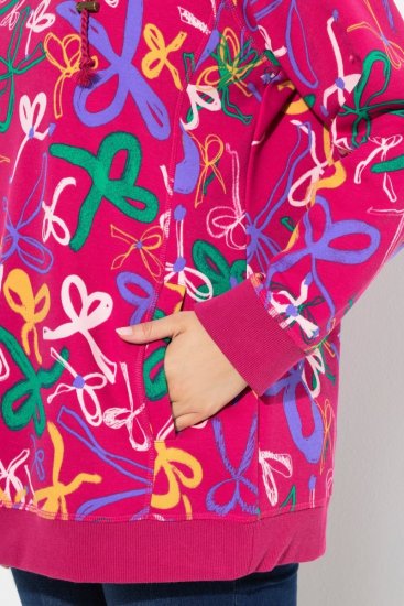 Ulla Popken Ribbon Print Turtleneck Sweatshirt Cherry Red - Hættetrøjer og sweatshirts - Bløde sweatshirts, hoodies & strik