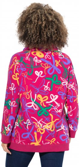 Ulla Popken Ribbon Print Turtleneck Sweatshirt Cherry Red - Hættetrøjer og sweatshirts - Bløde sweatshirts, hoodies & strik