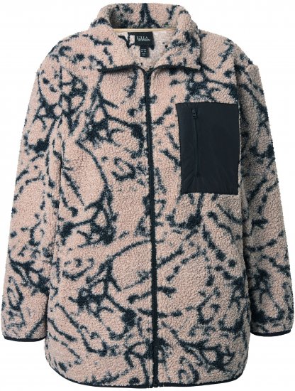 Ulla Popken Marble Print Teddy Fleece Jacket Dark Putty - Hættetrøjer og sweatshirts - Bløde sweatshirts, hoodies & strik