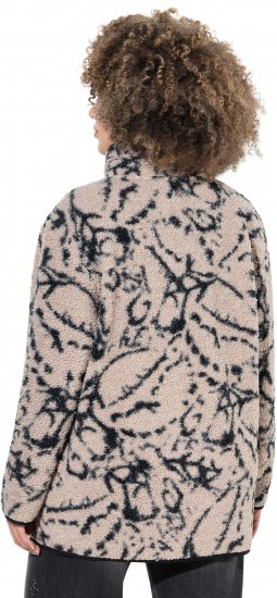 Ulla Popken Marble Print Teddy Fleece Jacket Dark Putty - Hættetrøjer og sweatshirts - Bløde sweatshirts, hoodies & strik