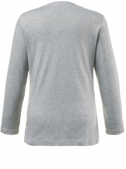Ulla Popken Basic Round Neck Long Sleeve Slim Fit Cotton Tee Light Grey Melange - T-shirts - T-shirts til kvinder