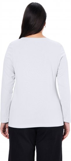 Ulla Popken Basic Round Neck Long Sleeve Slim Fit Cotton Tee Snow White - Nederdele - Nederdele i store størrelser