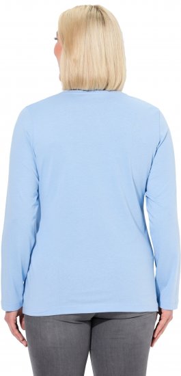 Ulla Popken Basic Round Neck Long Sleeve Slim Fit Cotton Tee Light Blue - T-shirts - T-shirts til kvinder