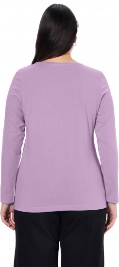 Ulla Popken Basic Round Neck Long Sleeve Slim Fit Cotton Tee Lavender - T-shirts - T-shirts til kvinder