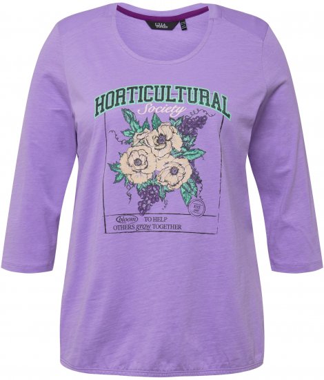 Ulla Popken Horticultural Graphic Floral Tee Pale Lilac - Trykte T-shirts til kvinder - 