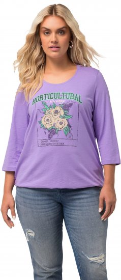 Ulla Popken Horticultural Graphic Floral Tee Pale Lilac - Trykte T-shirts til kvinder - 