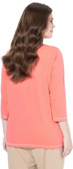 Ulla Popken Make It Amazing 3/4 Sleeve Graphic Tee Coral - Trykte T-shirts til kvinder - 