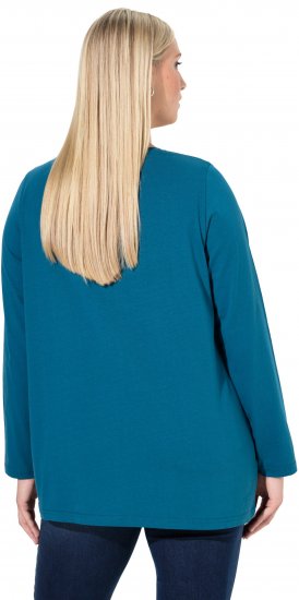 Ulla Popken Fawn Long Sleeve Graphic Tee Teal - Trykte T-shirts til kvinder - 