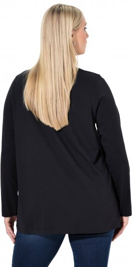 Ulla Popken Sequined Puppy Long Sleeve Graphic Tee Black - Trykte T-shirts til kvinder - Printede T-shirts til Damer