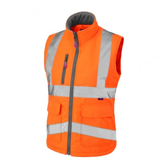 Leo Sandymere EcoViz Women's Bodywarmer Orange - Arbejdstøj - Arbejdstøj til damer i plus size