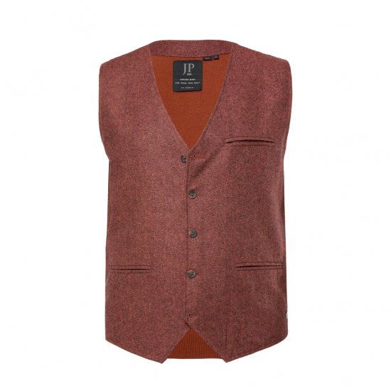 JP1880 Tweed Waistcoat Wool Brick Red - Veste - Veste i store størrelser